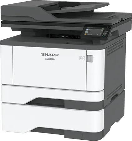 Sharp MXB427W MX-B427W Monochrome Wireless Multifunction Printer Prints up to 42 pages per minute , copy, scan, fax Maximum paper capacity of 900 sheets 600 x 600 dpi printing delivers clear, crisp images and text