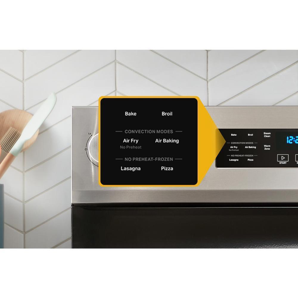 Whirlpool WFES4530SB 30-inch Electric Range with Air Cooking Technology and Steam Clean