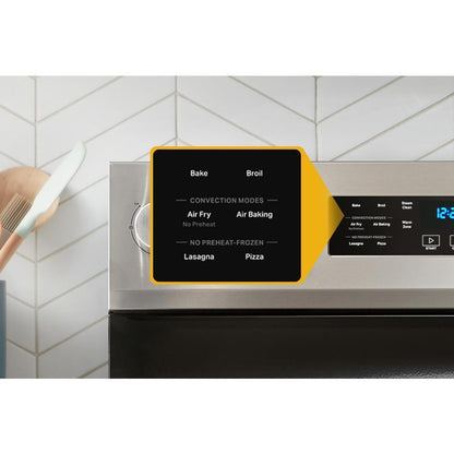 Whirlpool WFES4530SB 30-inch Electric Range with Air Cooking Technology and Steam Clean