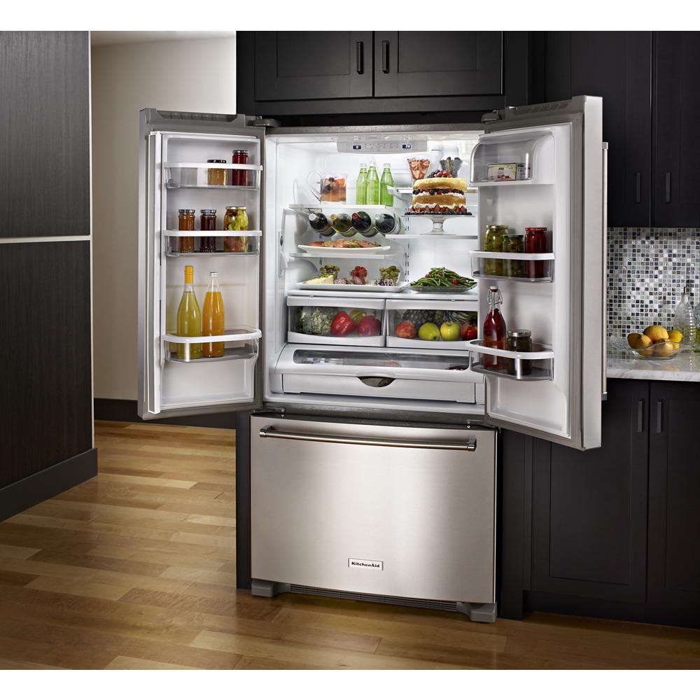 Kitchenaid 25 Cu. Ft. 36-Width Standard Depth French Door Refrigerator with Interior Dispense