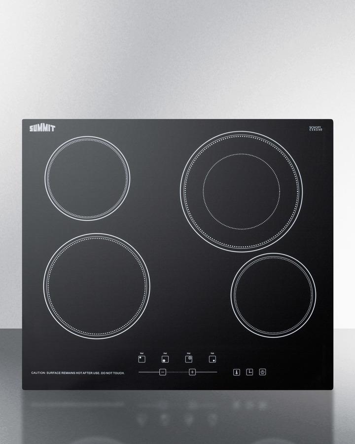 Summit CR4B23T5B 24" Wide 230v 4-burner Radiant Cooktop