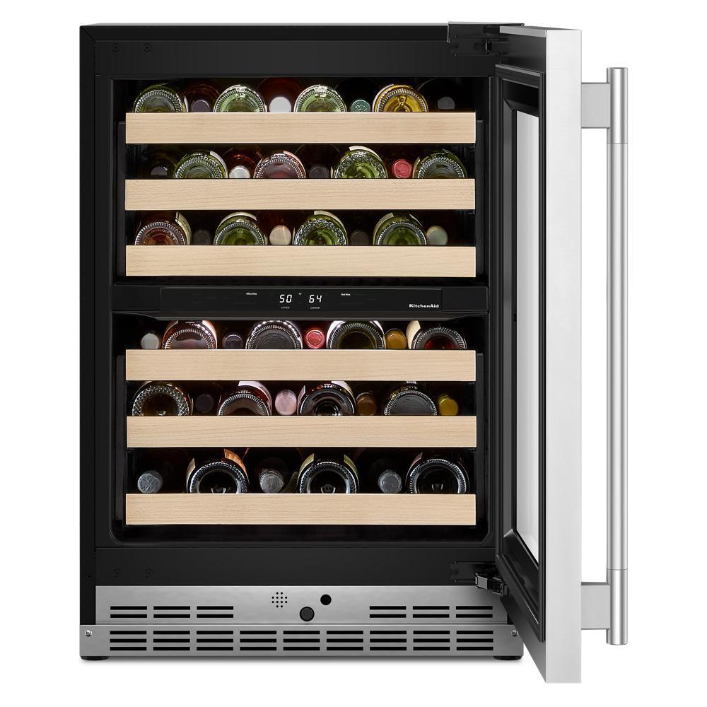 Kitchenaid KUWR524SPS 24" Undercounter Wine Cellar with Full-Extension Wood-Front Racks