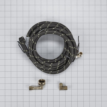 Whirlpool W10278628IP Dishwasher Inlet Supply Hose Kit of 12' rubber hose with two 3/8" ends, and 3/8" & 3/4" connectors