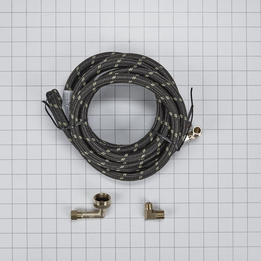 Whirlpool W10278628IP Dishwasher Inlet Supply Hose Kit of 12' rubber hose with two 3/8" ends, and 3/8" & 3/4" connectors