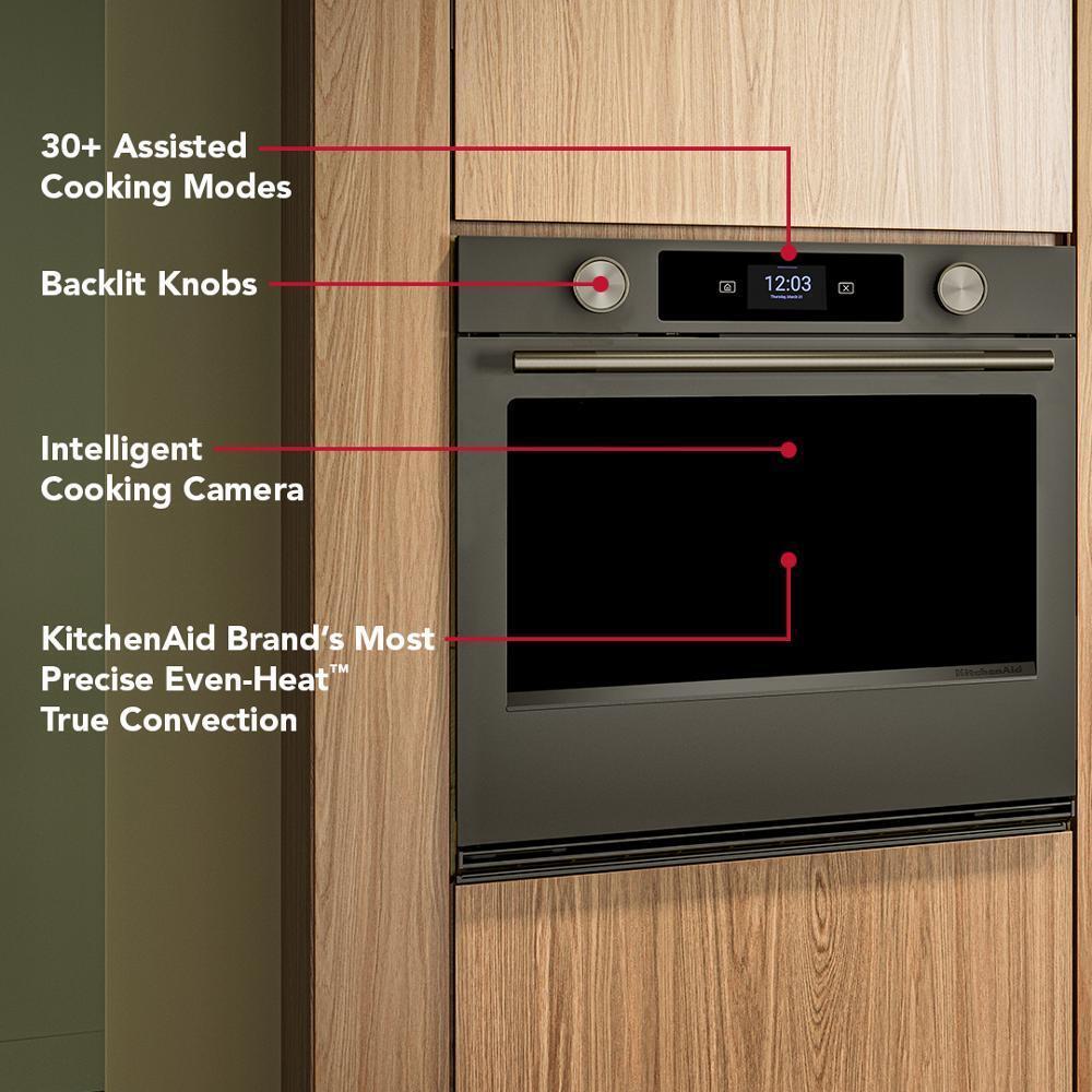 Kitchenaid KOES930SBE 30-inch Smart Electric Single Wall Oven with Intelligent Cooking Camera - Black Ore
