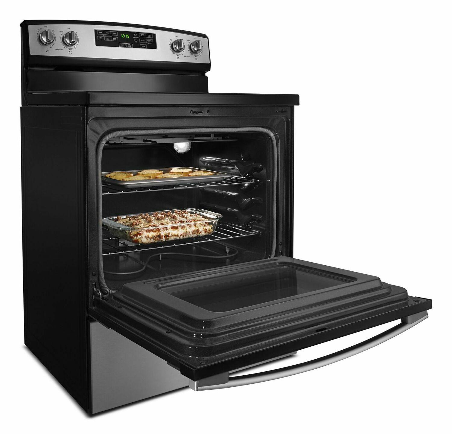 30-inch Amana® Electric Range with Extra-Large Oven Window - Black-on-Stainless