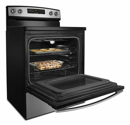 30-inch Amana® Electric Range with Extra-Large Oven Window - Black-on-Stainless