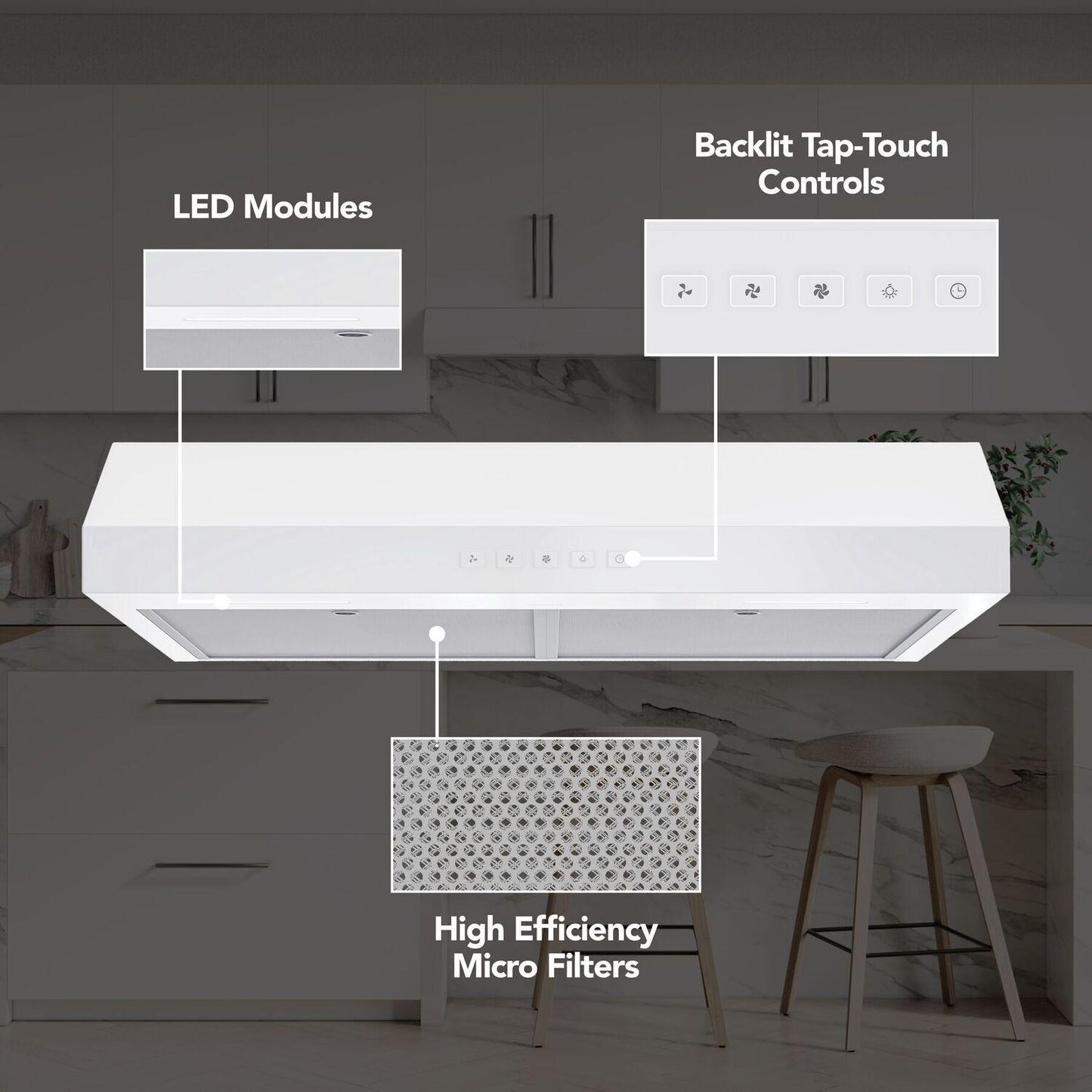 GLA2303WW Broan-NuTone 30-Inch Under Cabinet Range Hood, ENERGY STAR, 350 Max Blower CFM, White