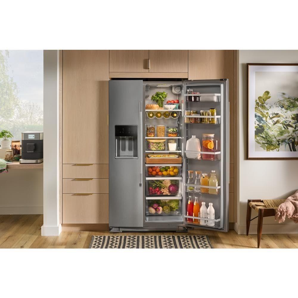 Kitchenaid KRSF336RPS 28.7 Cu. Ft. Side-by-Side Refrigerator with Exterior Ice and Water Dispenser and Removable Under-Shelf Wine Rack