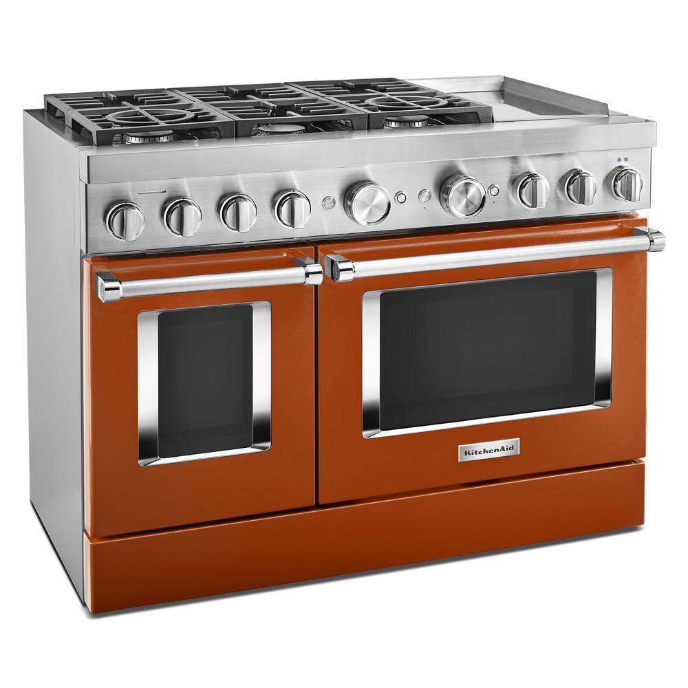 KFDC558JSC KitchenAid® 48'' Smart Commercial-Style Dual Fuel Range with Griddle