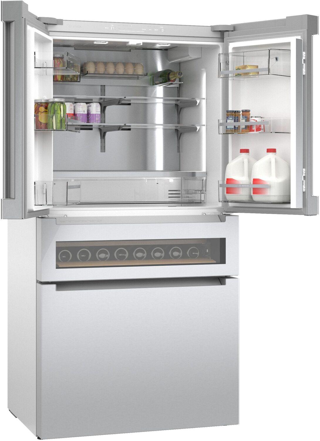 Bosch B36CL81ENG 800 Series, French Door Bottom Mount Refrigerator, Glass door, 36'', Stainless steel