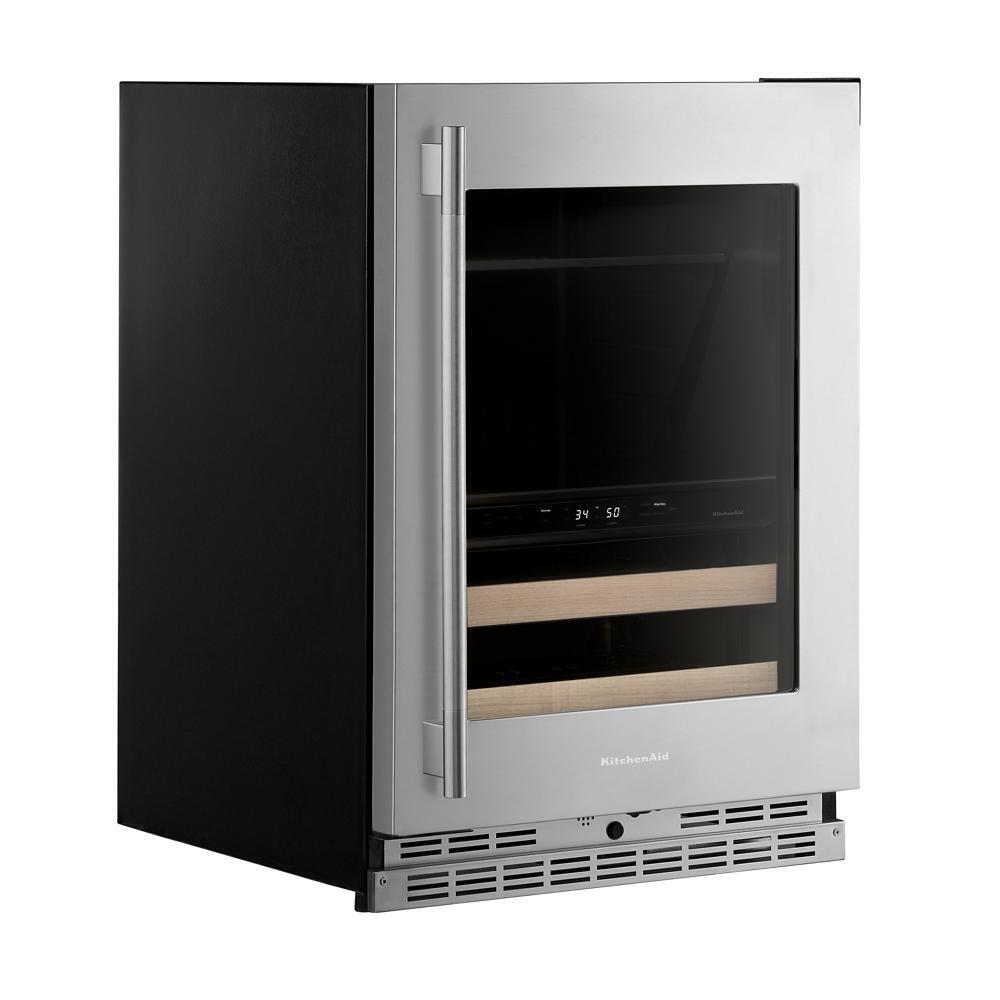Kitchenaid KUBR524SPS 24" Beverage Center with Glass Door and Wood-Front Racks