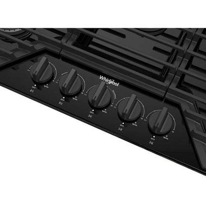 Whirlpool WCGK5036PB 36-inch Gas Cooktop with EZ-2-Lift™ Hinged Cast-Iron Grates