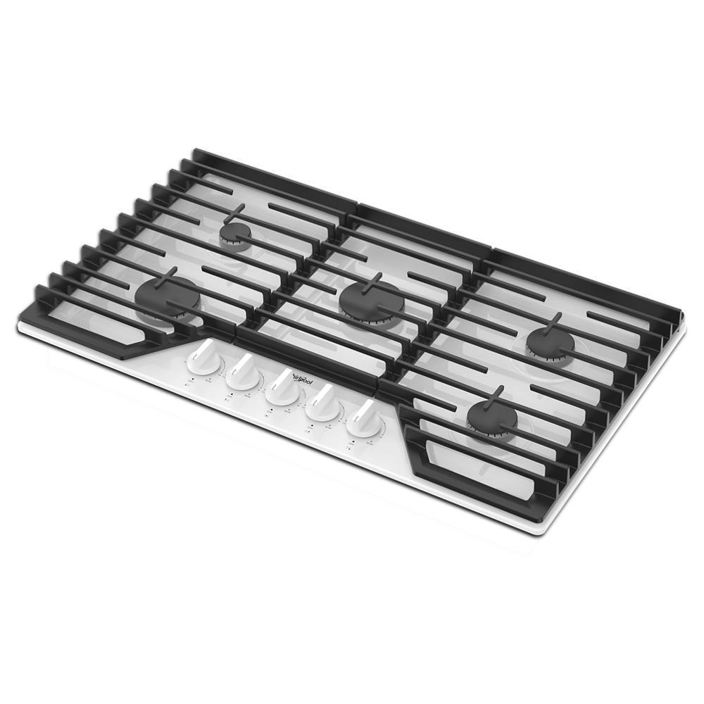 Whirlpool WCGK5036PW 36-inch Gas Cooktop with EZ-2-Lift™ Hinged Cast-Iron Grates