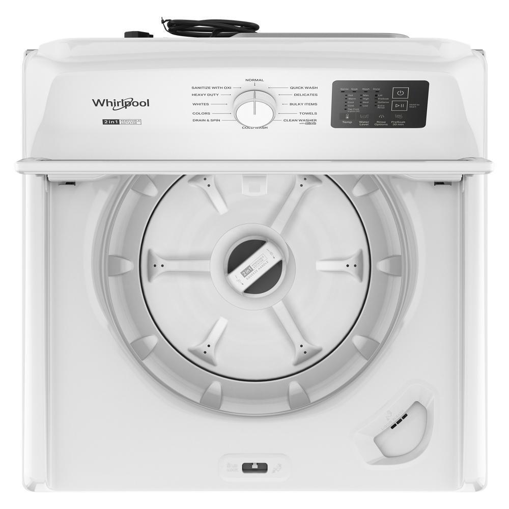 Whirlpool WTW4307SW 4.2-4.3 Cu. Ft. Whirlpool® Top Load Washer with 2-in-1 Removable Agitator and Soft Close Glass Lid
