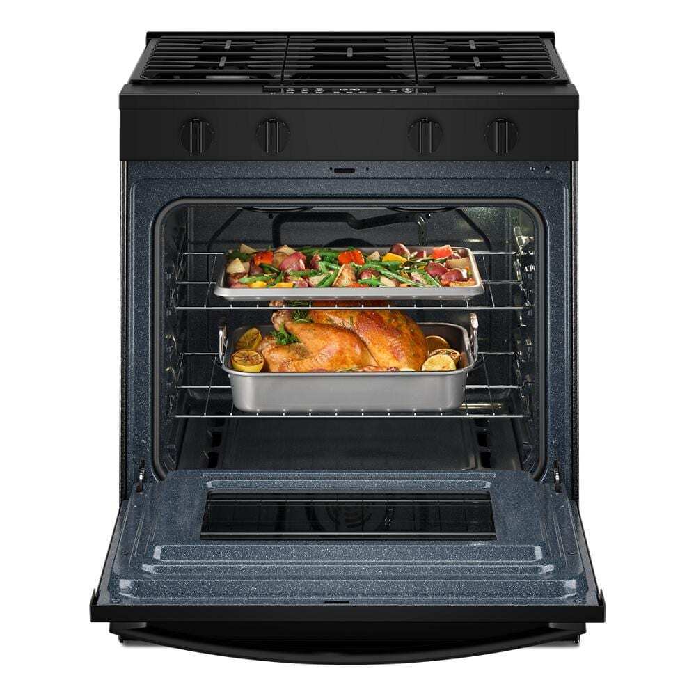 Whirlpool WSGS4530TB 30-inch Gas Smart Range with Air Cooking Technology and Steam Clean