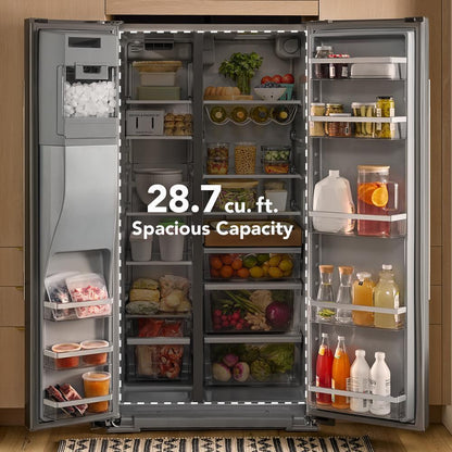 Kitchenaid KRSF336RPS 28.7 Cu. Ft. Side-by-Side Refrigerator with Exterior Ice and Water Dispenser and Removable Under-Shelf Wine Rack