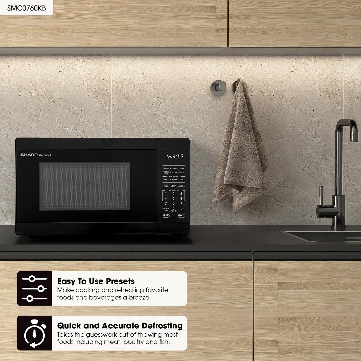 SMC0760KB Sharp 0.7 cu. ft. 700W Black Countertop Microwave Oven