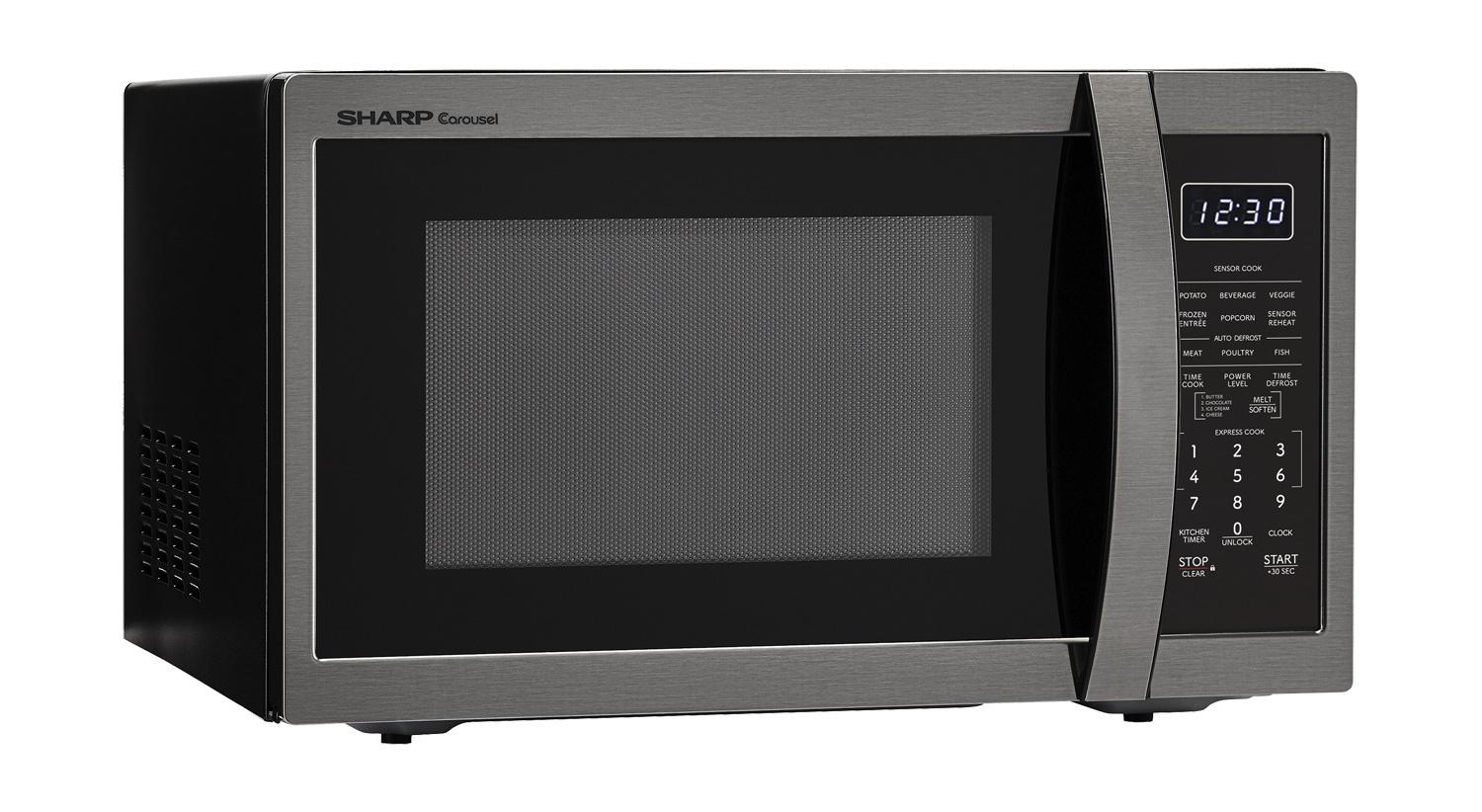 SMC1452KH Sharp 1.4 cu. ft. 1100W Black Stainless Steel Countertop Microwave Oven