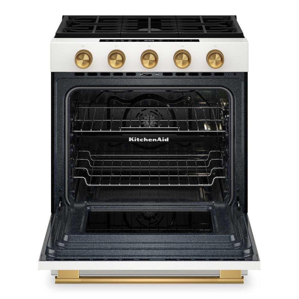 Kitchenaid KSGS530SPL 5.0 Cu. Ft. Smart Slide-in Gas Range with Convection Cooking Modes and 2-in-1 Burner