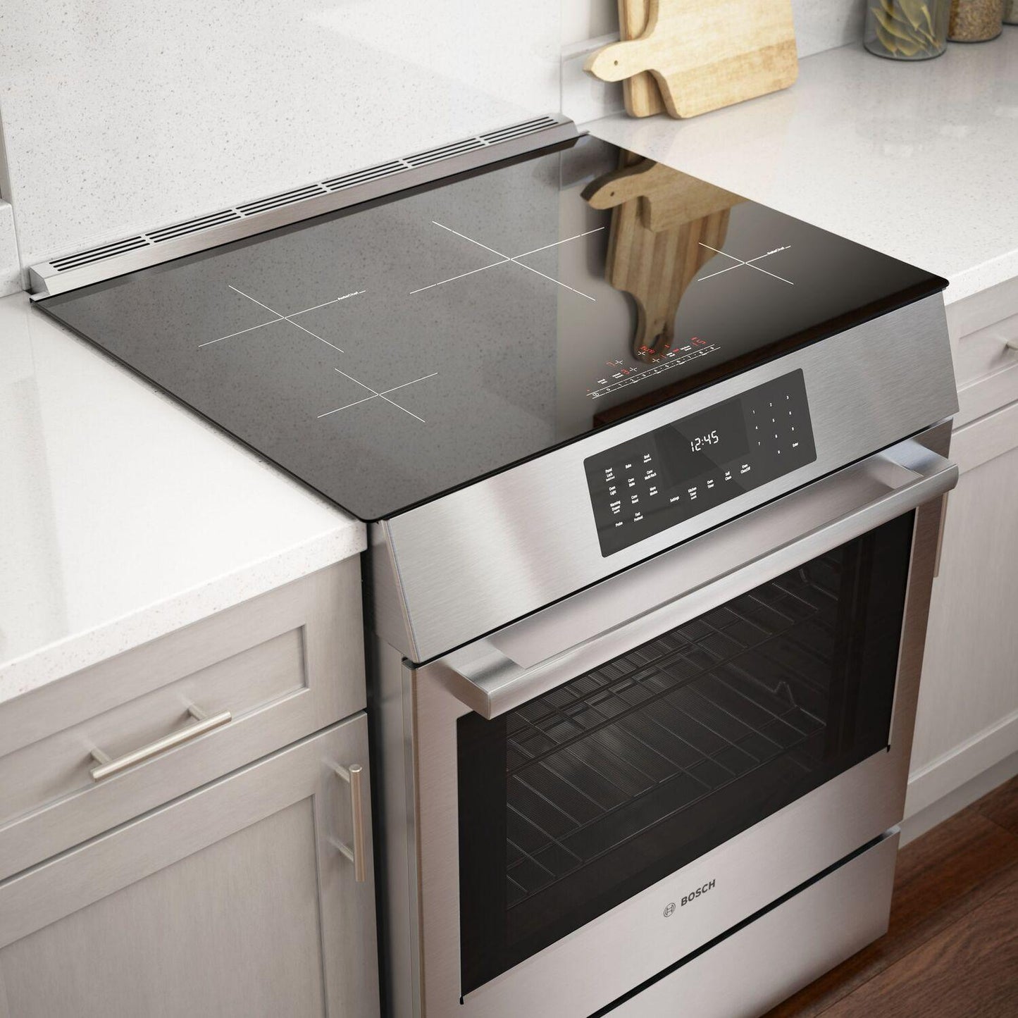 Bosch HII8057U 800 Series, Induction slide-in range, 30'', Stainless steel