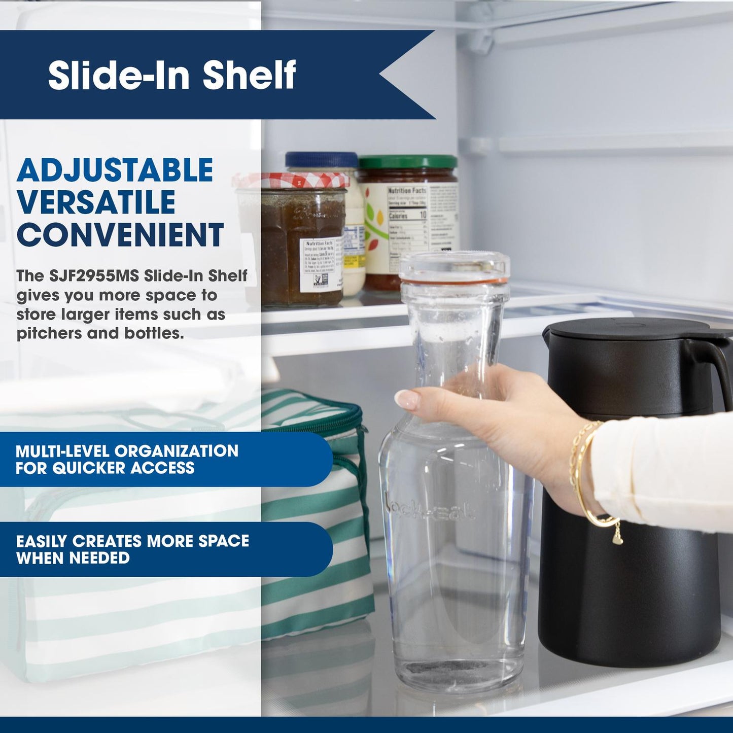 Sharp SJF2955MS 28.9 cu.ft. Standard Depth 36 in. French 3-Door Refrigerator with Water Dispenser in Stainless Steel