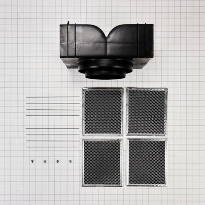 Kitchenaid W11430922 Range Hood Island Recirculation Kit with 2 Charcoal Filters, 4 Clips, and a Deflector Damper - Silver