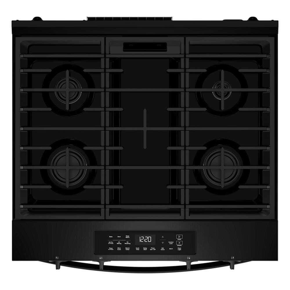 Whirlpool WSGS4530TB 30-inch Gas Smart Range with Air Cooking Technology and Steam Clean
