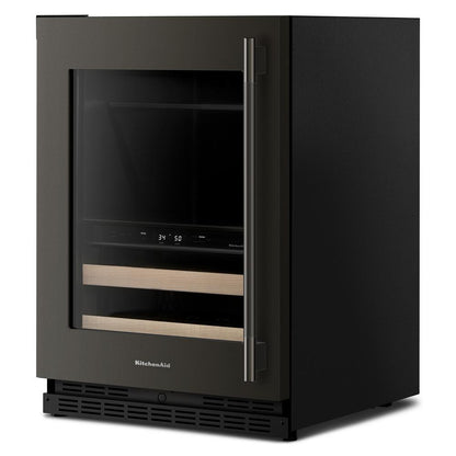 Kitchenaid KUBL524SBE 24" Beverage Center with Glass Door and Wood-Front Racks