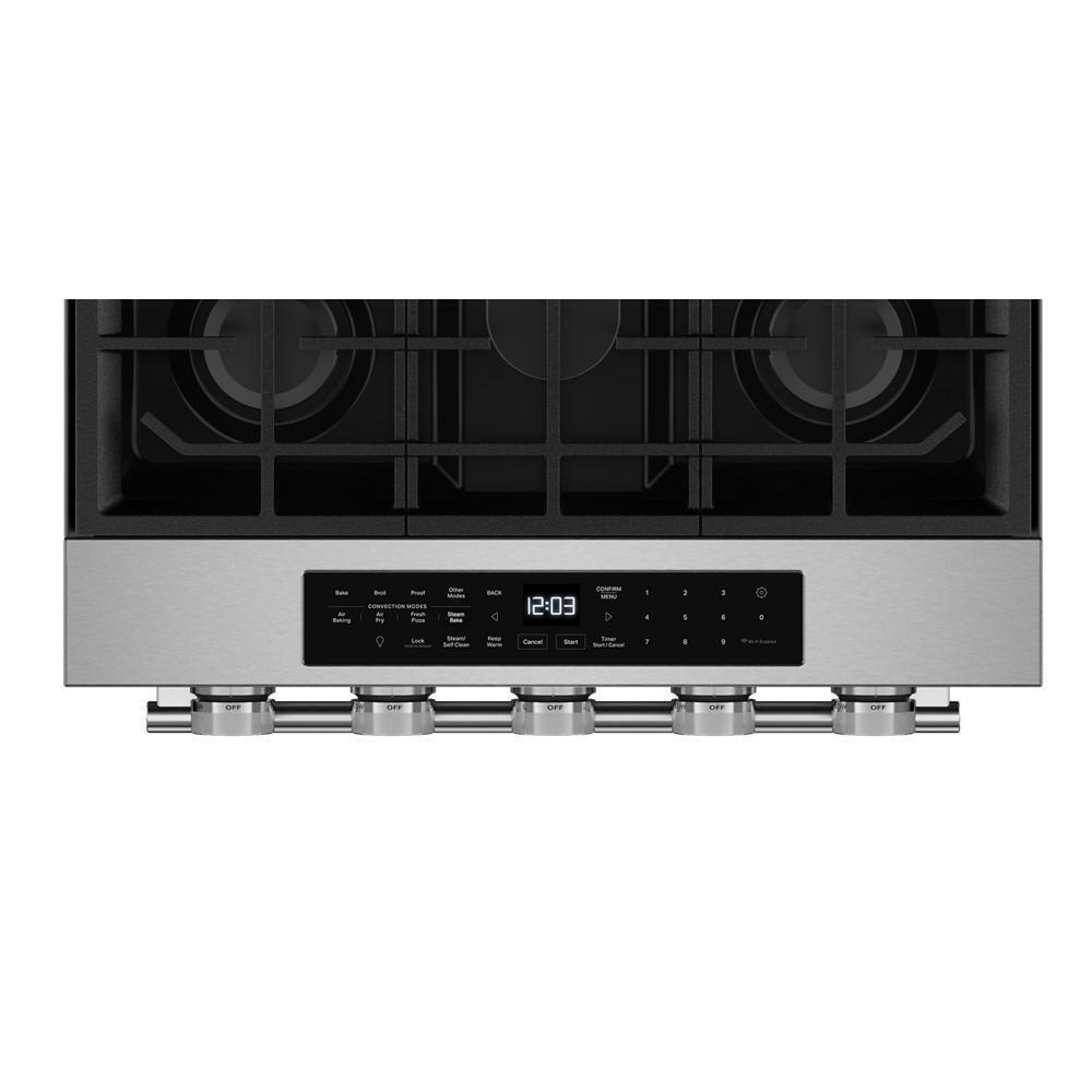 Kitchenaid KSGS430SPS 5.0 Cu. Ft. Smart Slide-in Gas Range with Convection Cooking Modes and Steam Bake Mode