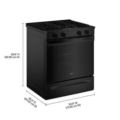 Whirlpool WSGS4530TB 30-inch Gas Smart Range with Air Cooking Technology and Steam Clean