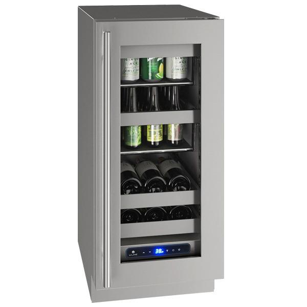 U-Line 15" Beverage Center With Stainless Frame Finish and Field Reversible Door Swing (115 V/60 Hz Volts /60 Hz Hz)