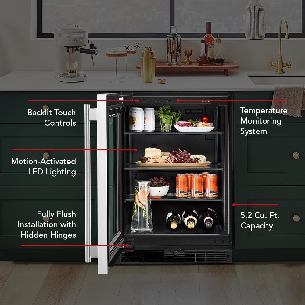 Kitchenaid KURL324SSB 24" Undercounter Refrigerator with Glass Door