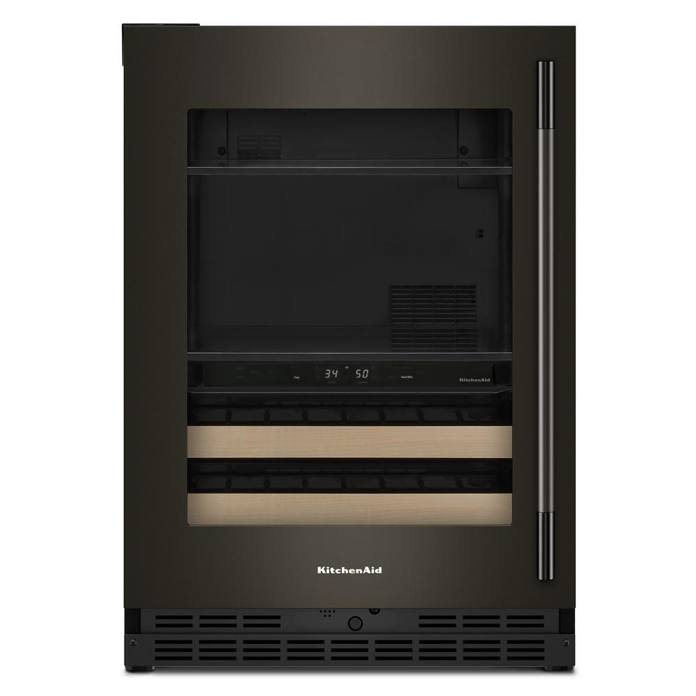 Kitchenaid KUBL524SBE 24" Beverage Center with Glass Door and Wood-Front Racks
