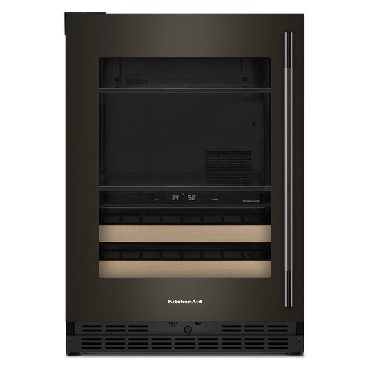 Kitchenaid KUBL524SBE 24" Beverage Center with Glass Door and Wood-Front Racks