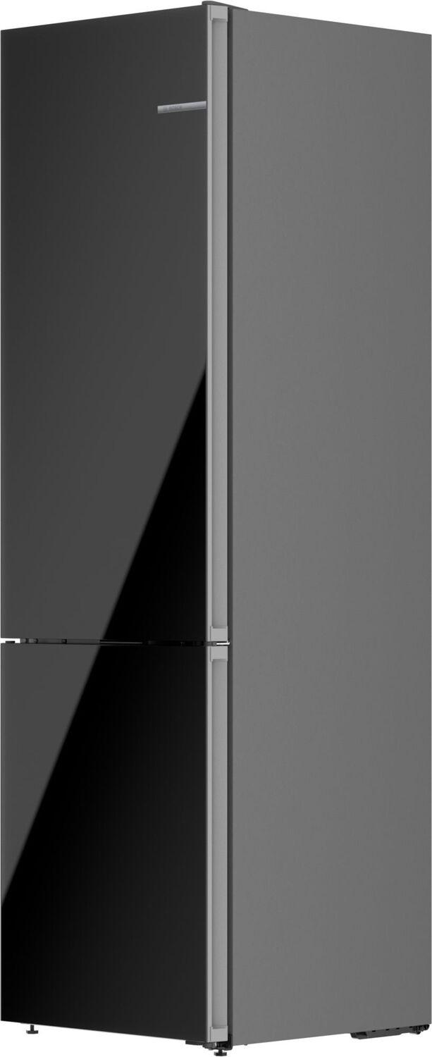 Bosch B24CB80ESB 800 Series, free-standing fridge-freezer with freezer at bottom, glass door, 24'', Black, Total No Frost