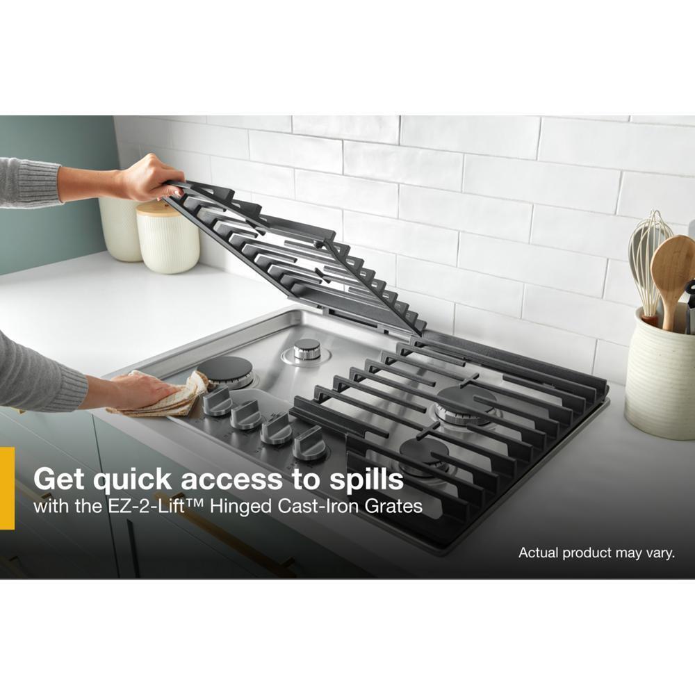 Whirlpool WCGK5030PB 30-inch Gas Cooktop with EZ-2-Lift™ Hinged Cast-Iron Grates