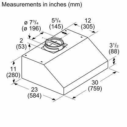 Bosch DUH80553UC 800 Series, built-under cooker hood, 30'', Stainless steel