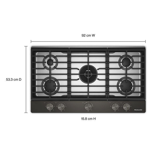 KCGK536SBE KitchenAid® 36 in. Gas Cooktop with 5 Burners and Integrated Wok Grate
