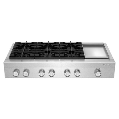KCGK948TSS KitchenAid® 48-inch 6-Burner Gas Commercial-Style Rangetop with Griddle