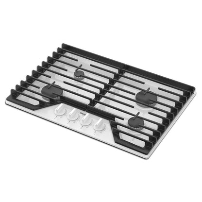 Whirlpool WCGK5030PW 30-inch Gas Cooktop with EZ-2-Lift™ Hinged Cast-Iron Grates