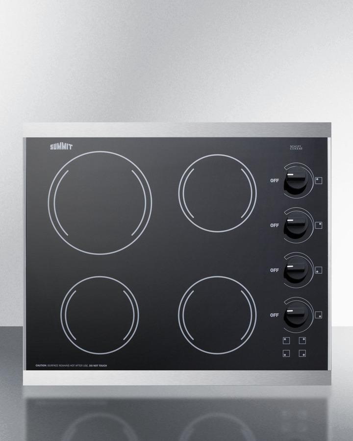 Summit CRS426BL 24" Wide 230v 4-burner Radiant Cooktop