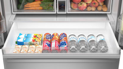 Sharp SJF2955MS 28.9 cu.ft. Standard Depth 36 in. French 3-Door Refrigerator with Water Dispenser in Stainless Steel