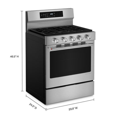 Kitchenaid KFGS530SPS 5.0 Cu. Ft. Smart Freestanding Gas Range with Convection Cooking Modes