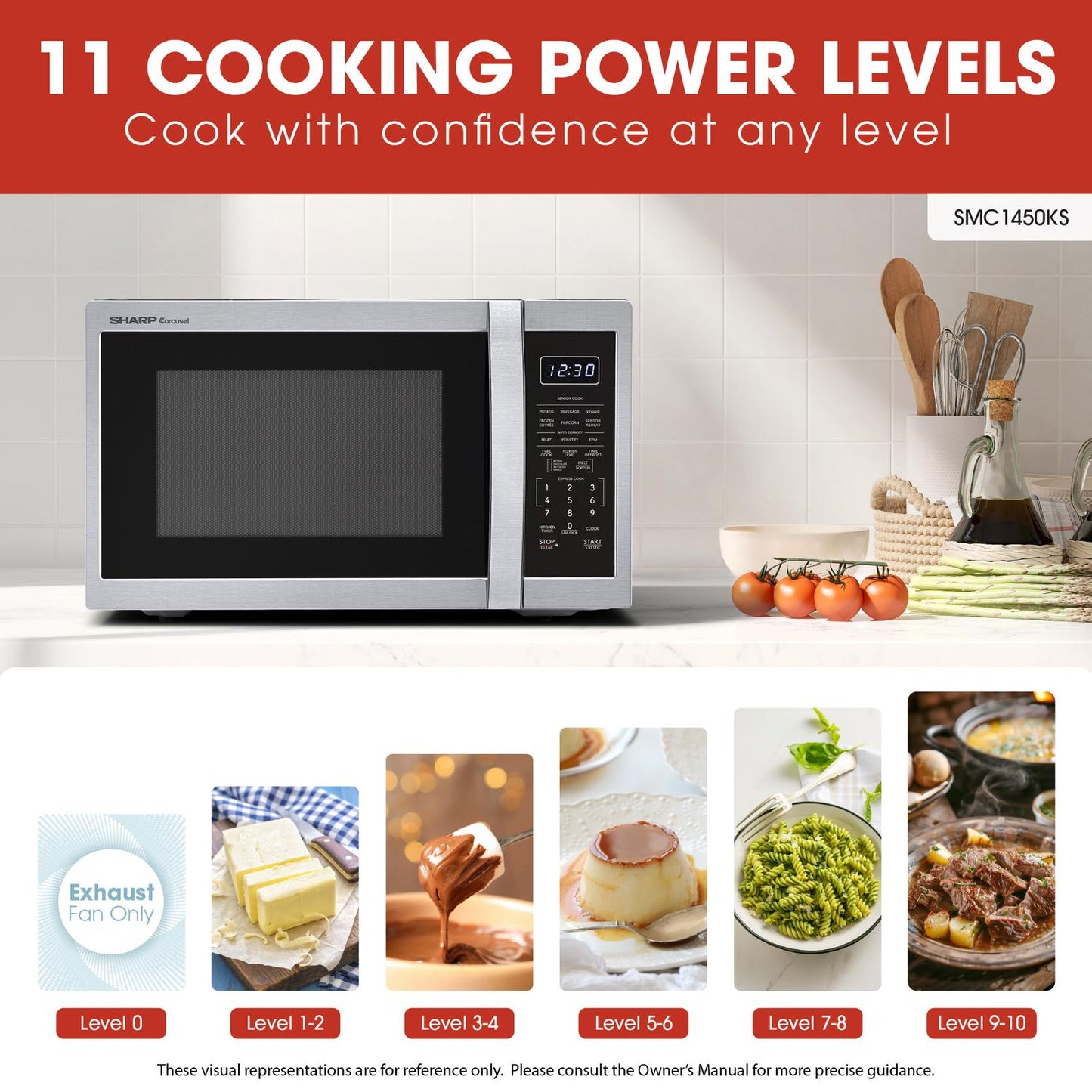 SMC1450KS Sharp 1.4 cu. ft. 1100W Stainless Steel Countertop Microwave Oven