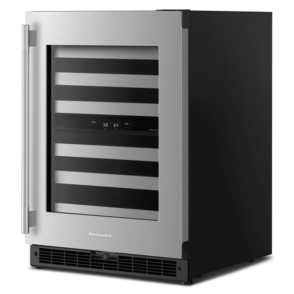 Kitchenaid KUWR324SSB 24" Undercounter Wine Cellar with Full-Extension Metal-Front Racks