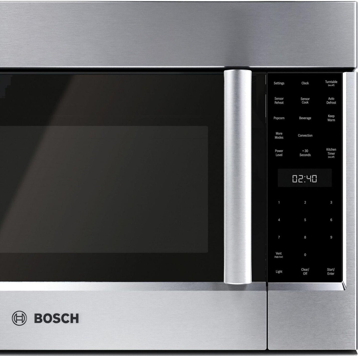 Bosch HMV8054U 800 Series, Over-The-Range Microwave, 30'', Door Hinge: left, Stainless steel