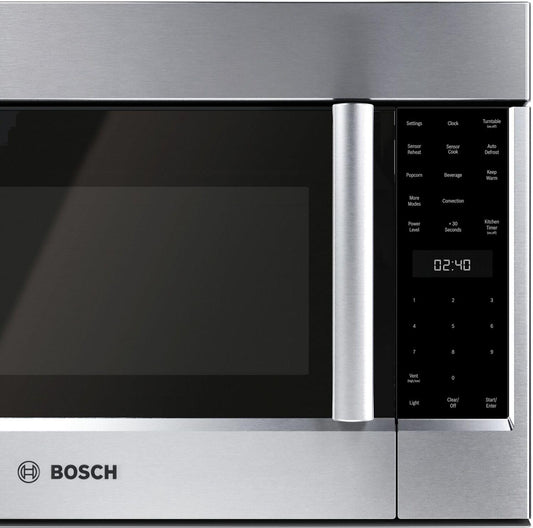 Bosch HMV8054U 800 Series, Over-The-Range Microwave, 30'', Door Hinge: left, Stainless steel