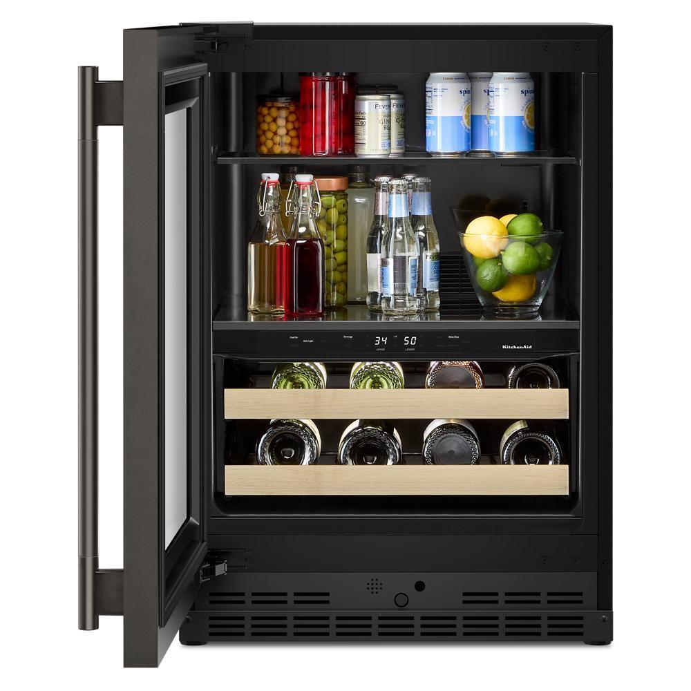 Kitchenaid KUBL524SBE 24" Beverage Center with Glass Door and Wood-Front Racks
