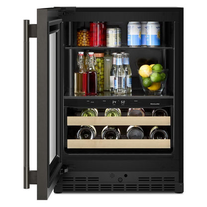Kitchenaid KUBL524SBE 24" Beverage Center with Glass Door and Wood-Front Racks